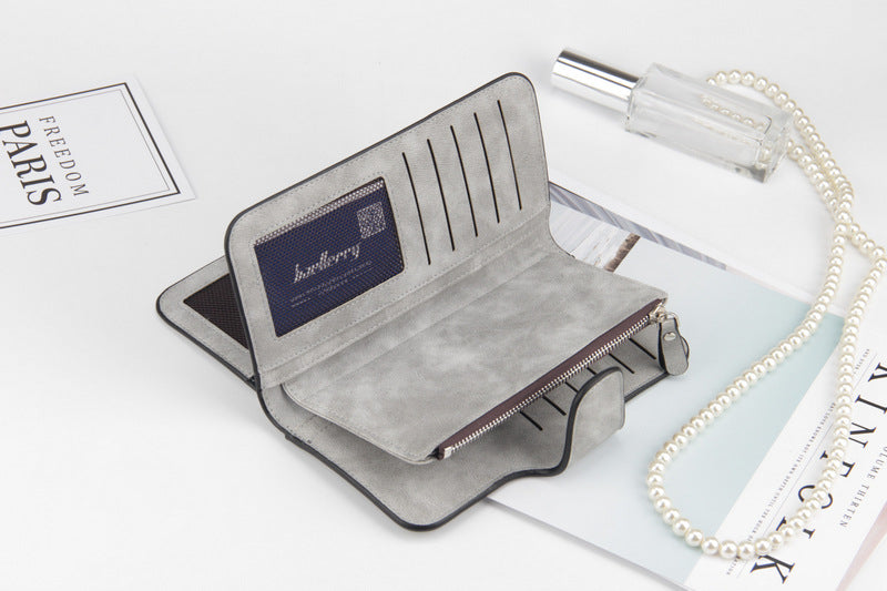 Élégance Feuillée – Portefeuille Long en Cuir Vegan RFID pour Femme