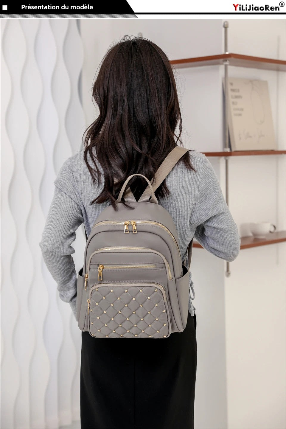 Élégance Nomade – Sac à Dos Femme en Nylon Premium & Détails Brillants