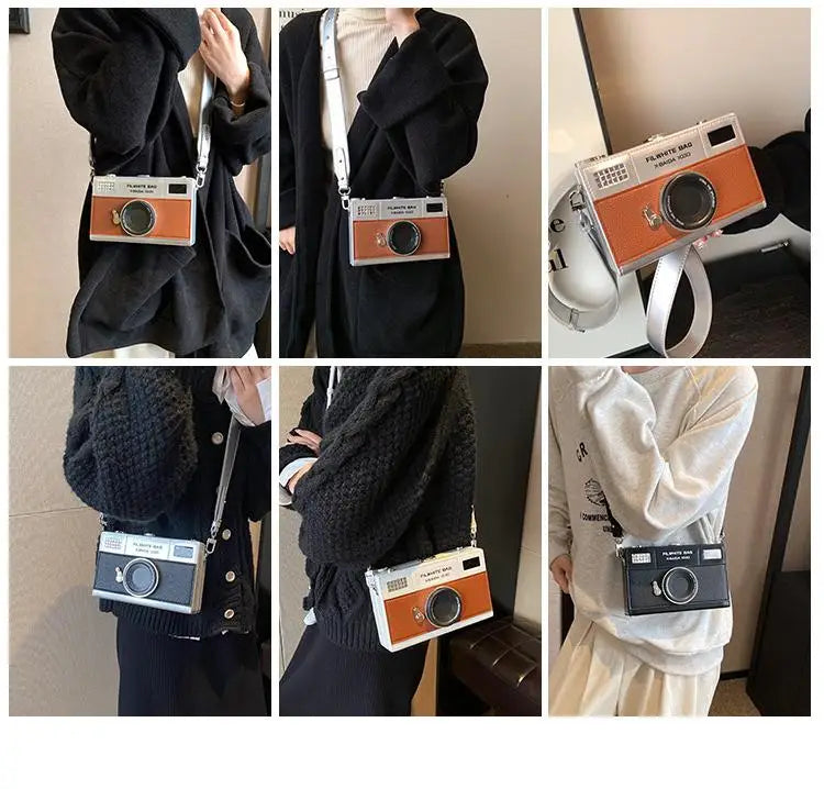 Sac “Caméra Vintage” – Élégance Rétro en Cuir Végan