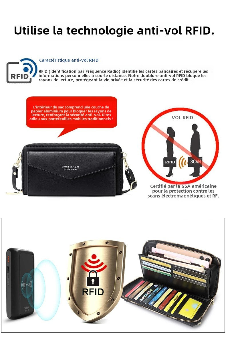 Élégance Tactile – Sac Portefeuille RFID en Cuir Végan