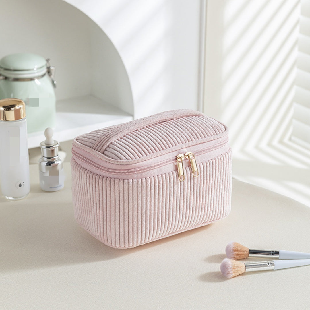 Ensemble Élégance Douillette – Trousse de Toilette en Velours Côtelé (4 pièces)