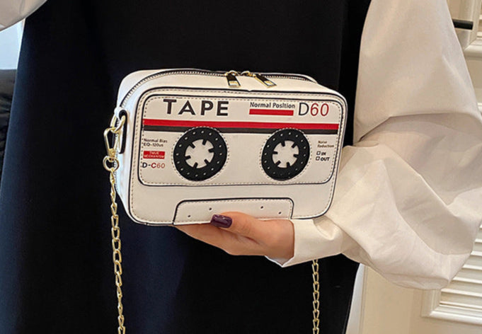 "Cassette Élégance" – Sac Bandoulière Vintage en Cuir Végan