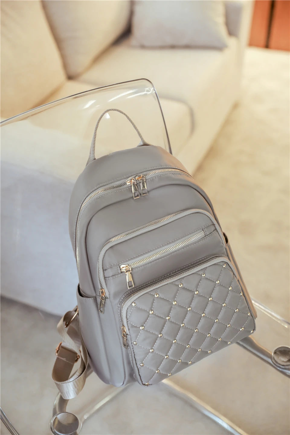 Élégance Nomade – Sac à Dos Femme en Nylon Premium & Détails Brillants