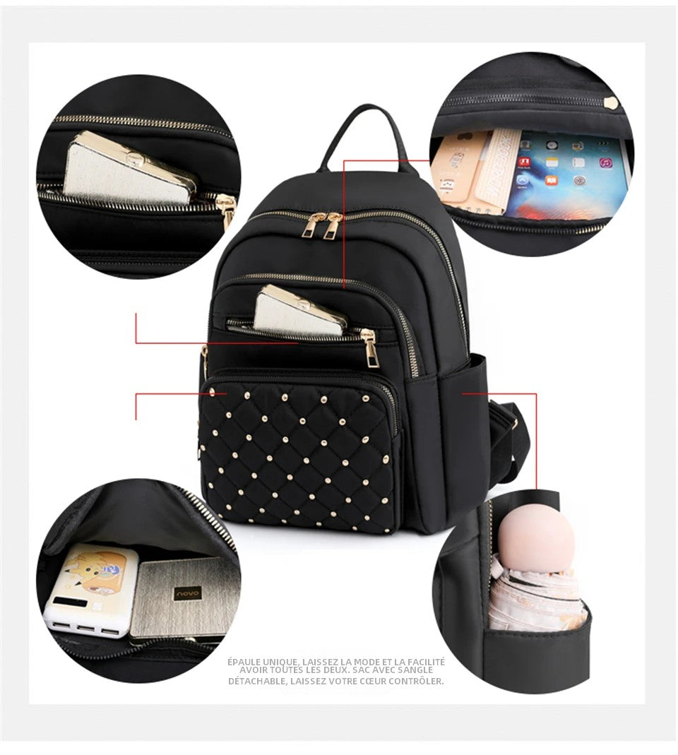 Élégance Nomade – Sac à Dos Femme en Nylon Premium & Détails Brillants