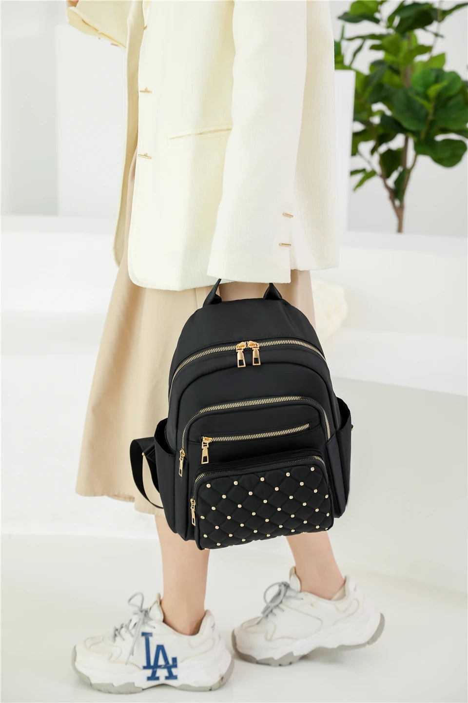Élégance Nomade – Sac à Dos Femme en Nylon Premium & Détails Brillants