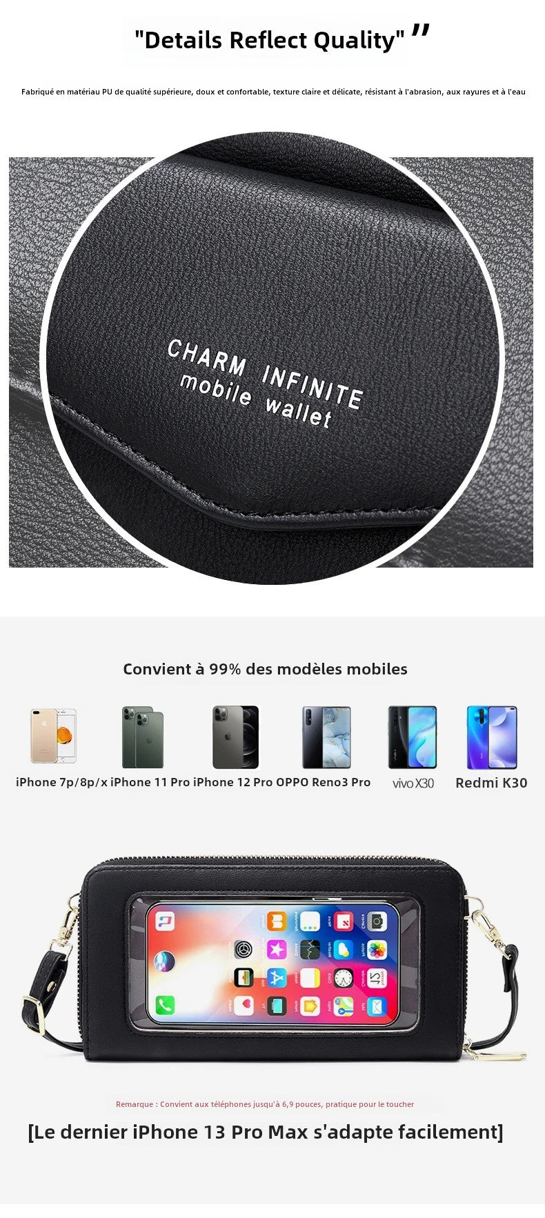 Élégance Tactile – Sac Portefeuille RFID en Cuir Végan