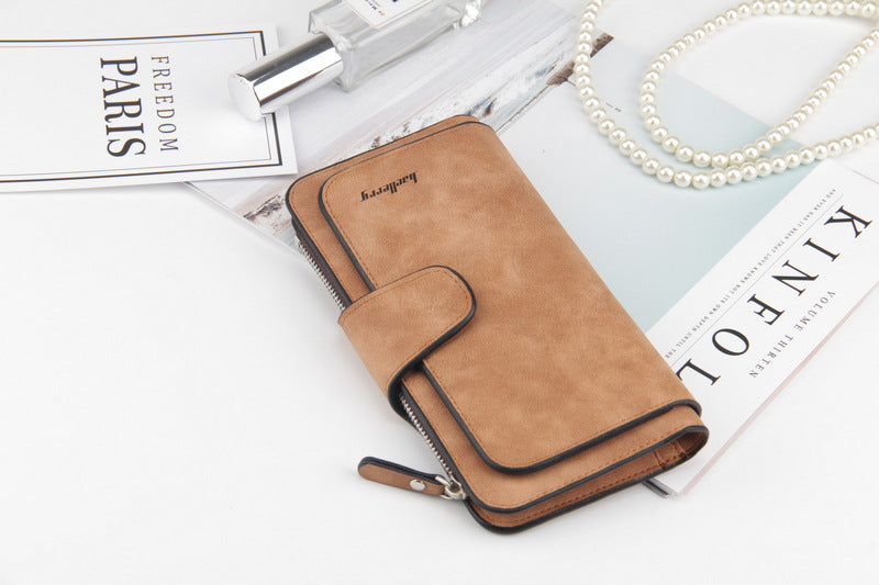 Élégance Feuillée – Portefeuille Long en Cuir Vegan RFID pour Femme
