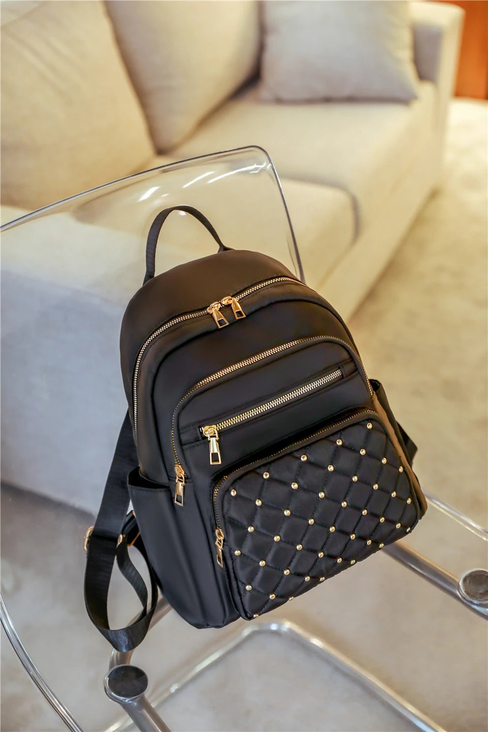 Élégance Nomade – Sac à Dos Femme en Nylon Premium & Détails Brillants