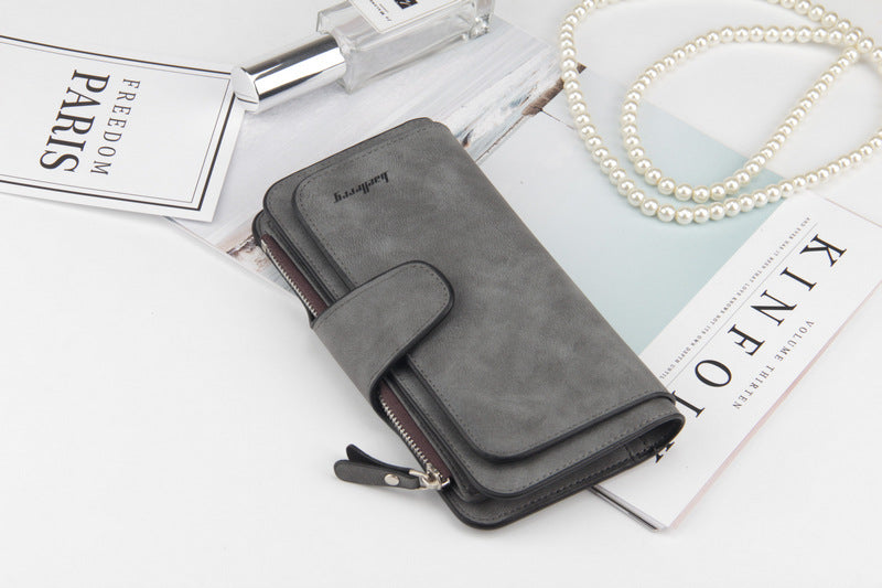 Élégance Feuillée – Portefeuille Long en Cuir Vegan RFID pour Femme
