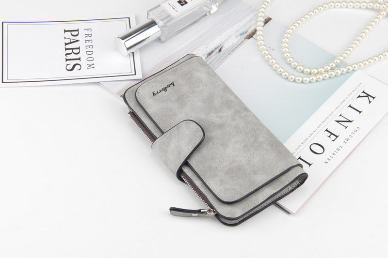 Élégance Feuillée – Portefeuille Long en Cuir Vegan RFID pour Femme