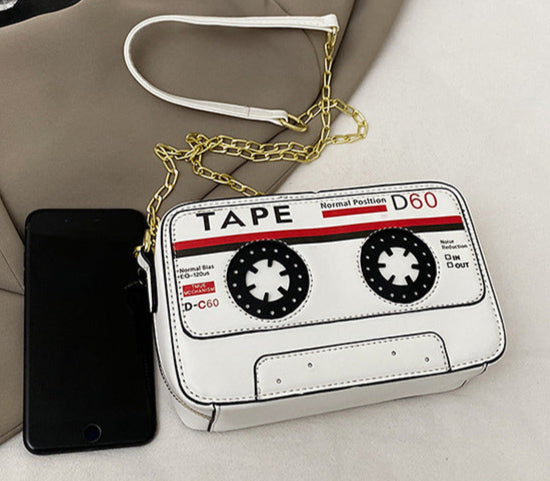 "Cassette Élégance" – Sac Bandoulière Vintage en Cuir Végan