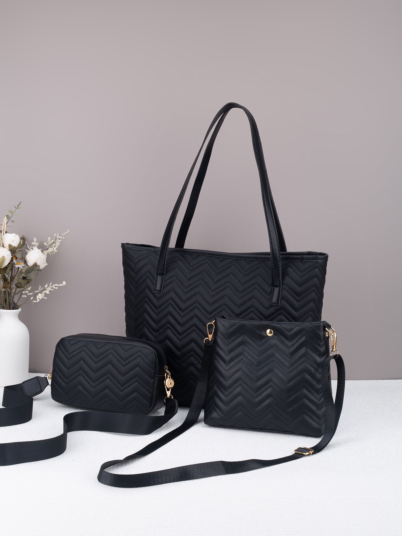 Élégance Ondulée – Ensemble Sac Prestige 3-en-1