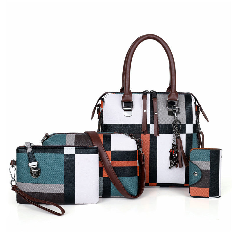 Élégance Tartan – Ensemble 4-en-1 de Sacs Féminins de Luxe