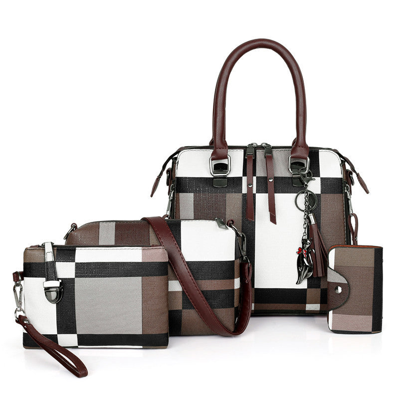 Élégance Tartan – Ensemble 4-en-1 de Sacs Féminins de Luxe