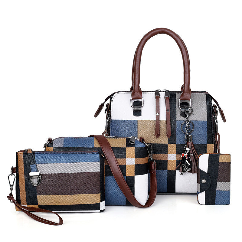 Élégance Tartan – Ensemble 4-en-1 de Sacs Féminins de Luxe