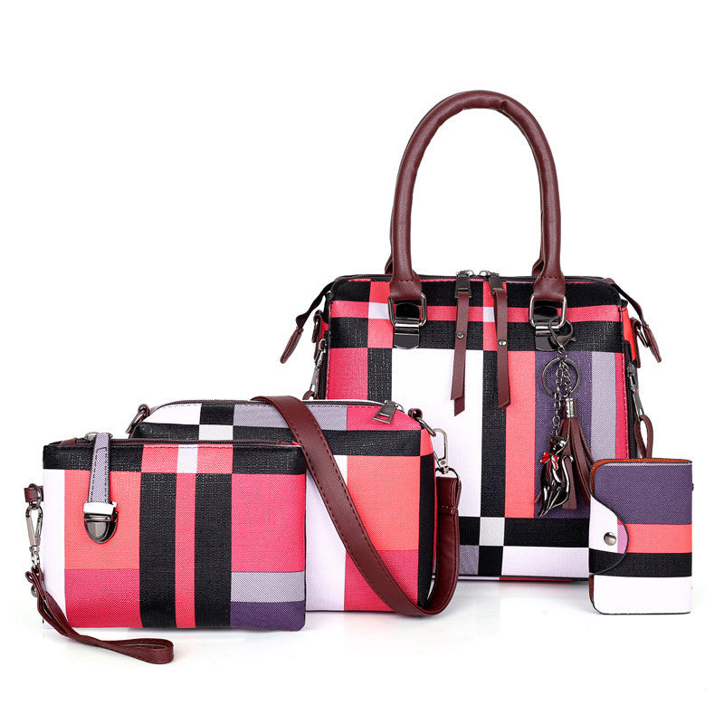 Élégance Tartan – Ensemble 4-en-1 de Sacs Féminins de Luxe