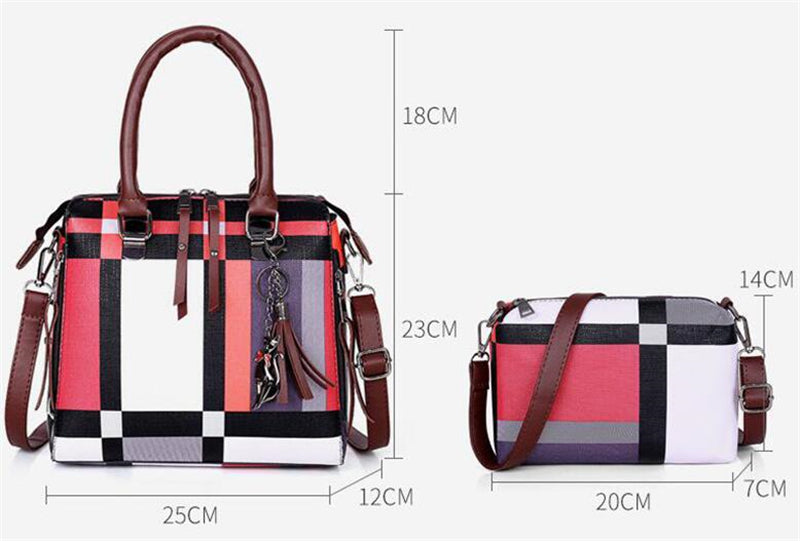 Élégance Tartan – Ensemble 4-en-1 de Sacs Féminins de Luxe