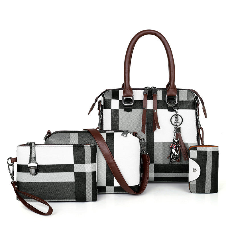 Élégance Tartan – Ensemble 4-en-1 de Sacs Féminins de Luxe