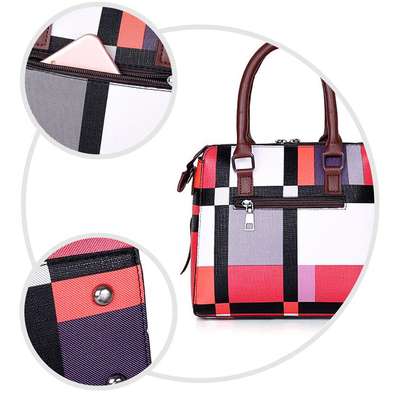 Élégance Tartan – Ensemble 4-en-1 de Sacs Féminins de Luxe