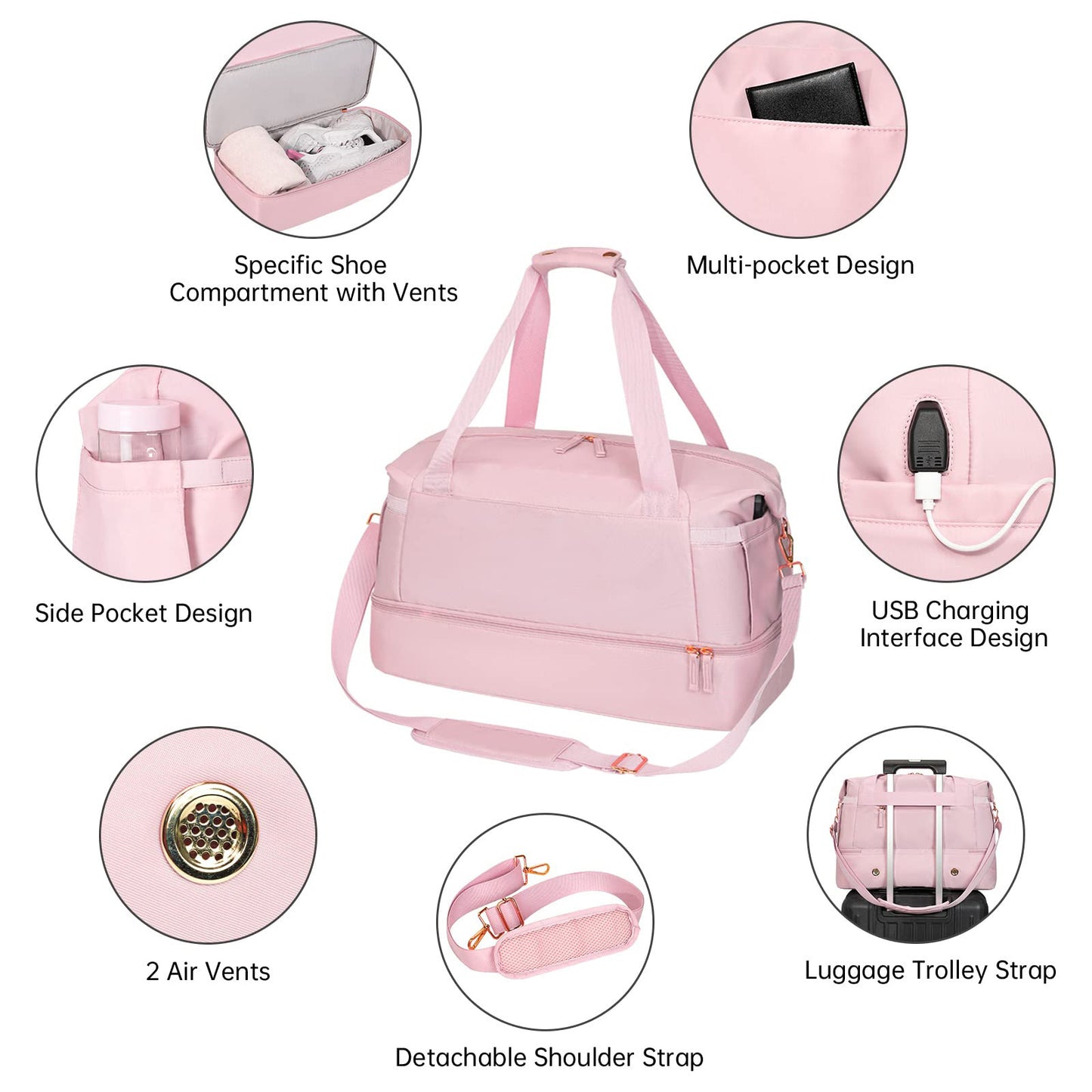 Évasion Élégante – Sac Week-end Femme avec Port USB Intégré