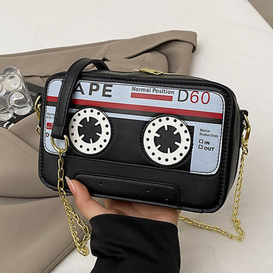 "Cassette Élégance" – Sac Bandoulière Vintage en Cuir Végan