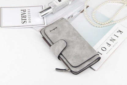 Élégance Feuillée – Portefeuille Long en Cuir Vegan RFID pour Femme