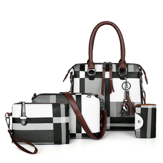Élégance Tartan – Ensemble 4-en-1 de Sacs Féminins de Luxe